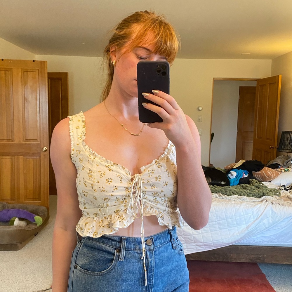 Bardot floral crop top